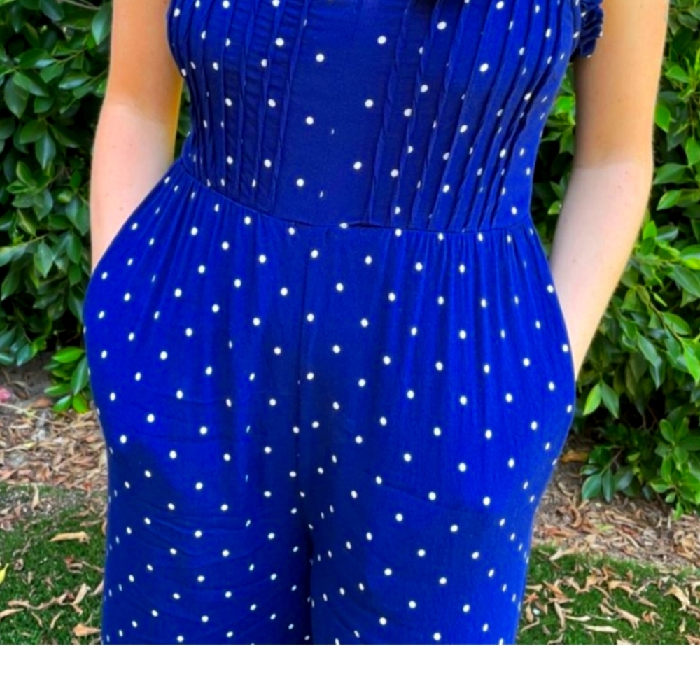 Madewell Pintuck Cami Jumpsuit in Polka Dot Size 2